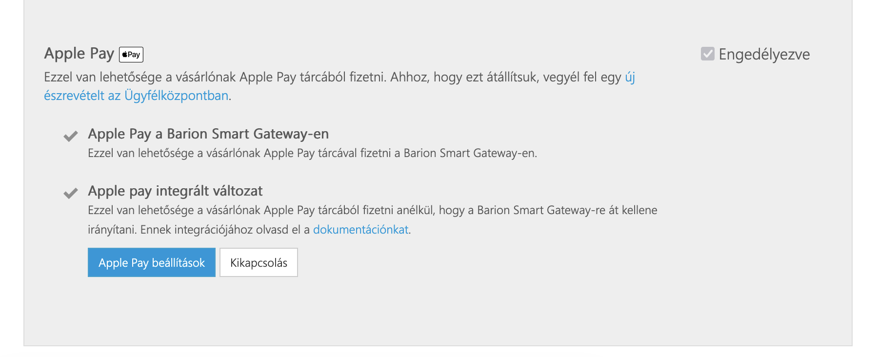 Apple Pay fizetési mód beállítások